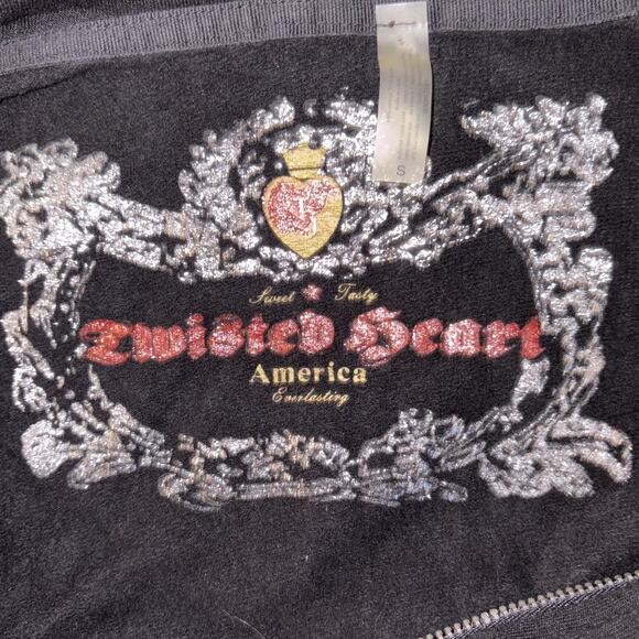 Twisted Heart Bling Y2K Heart Hoodie Jacket Bling On Cuffs Size SMALL EUC - Picture 8 of 11